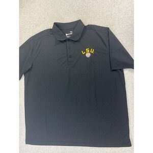 NWT LSU Stitched Logo Short Sleeve Campus Polo Shirt (Men's 3XL) Black